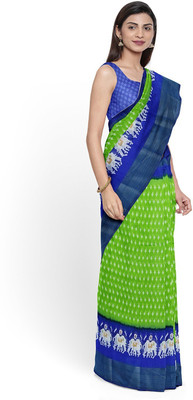 Saadhvi Printed Kalamkari Art Silk Saree(Green)