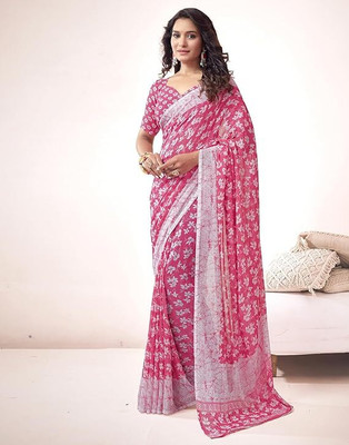 Falessa Printed Bollywood Georgette Saree(Pink)