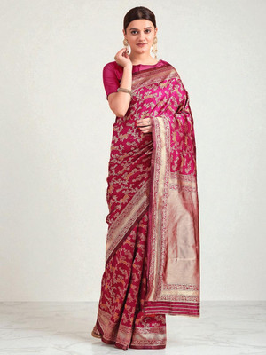 fFASHION Embellished Banarasi Art Silk, Cotton Silk Saree(Maroon)