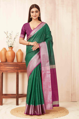 SILK ZONE Woven Banarasi Art Silk Saree(Green)