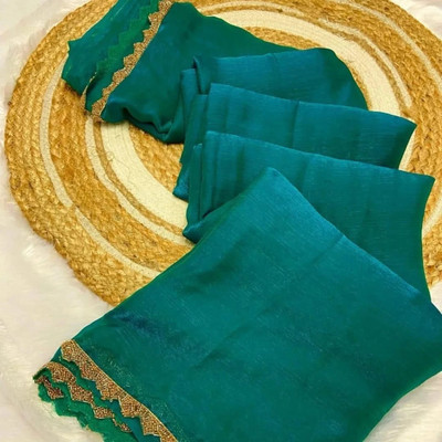 PremVastra Solid/Plain Bollywood Chiffon Saree(Blue)