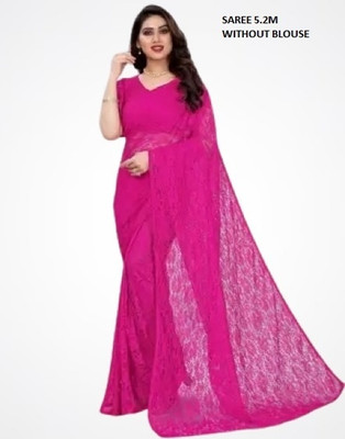 Suali Embroidered Bollywood Net Saree(Magenta)