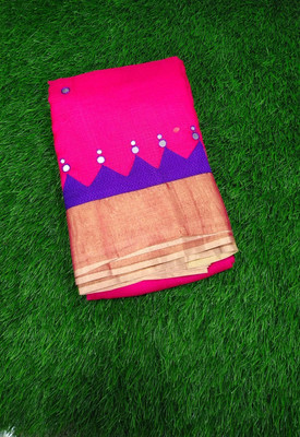 adityan design Checkered Handloom Silk Blend Saree(Pink)