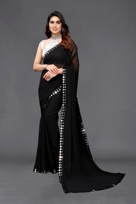 Vivan Fab Embellished Bollywood Georgette Saree(Black)