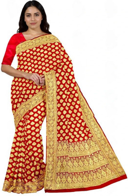 ARCTIC SAREES Woven Banarasi Handloom Silk Blend Saree(Red)