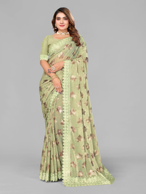 RADHEYUB Self Design Daily Wear Lycra Blend Saree(Light Green)