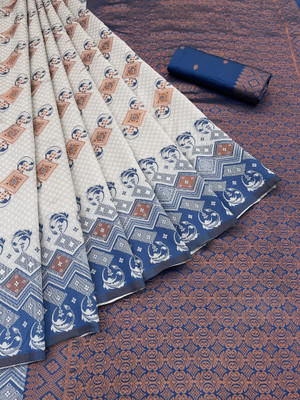 TRENDING KART Woven Banarasi Silk Blend Saree(Grey)