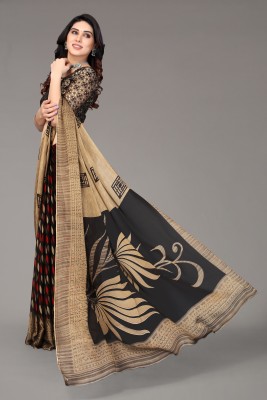 FABMORA Printed Daily Wear Chiffon Saree(Black)