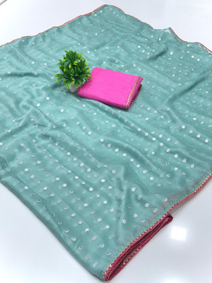kastbhanjan nx Floral Print, Solid/Plain Bollywood Georgette Saree(Blue)