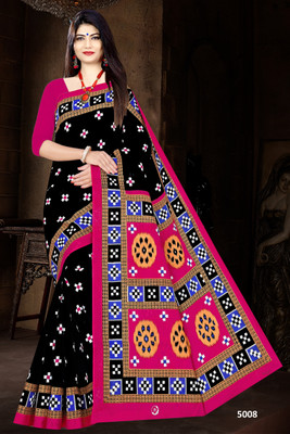 Tareni Printed Sambalpuri Pure Cotton Saree(Multicolor)