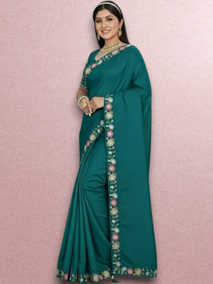 Shree Ambey Self Design Bollywood Georgette Saree(Green)