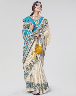 ANIRAV Printed Mysore Art Silk Saree(Multicolor)