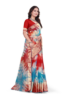 Aarunika LGF Printed Bollywood Organza Saree(Maroon)