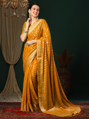 Divastri Woven Kanjivaram Georgette Saree(Yellow)