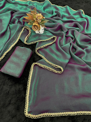 V AMAN FASHION Embroidered Bollywood Jimmy choo Saree(Dark Green)