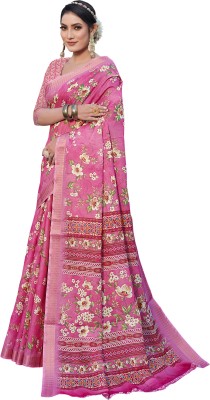 Madhumeena Printed Bollywood Cotton Silk Saree(Pink)