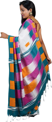 kalpana handloom Color Block Handloom Pure Cotton Saree(Multicolor)