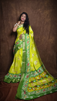 cloud vastra Printed Handloom Tussar Silk Saree(Multicolor)