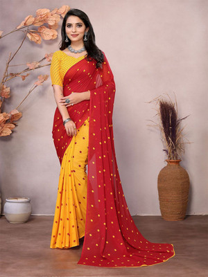 Moda Rapido Printed Daily Wear Georgette Saree(Red)