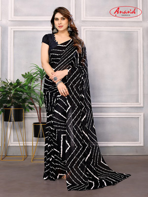 Anand Sarees Graphic Print Bollywood Georgette Saree(Black)