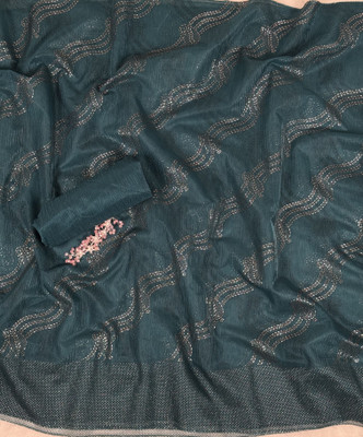 JP STORESS Printed Bollywood Net Saree(Blue)