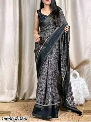 SAKHA DESIGNER Printed Bollywood Art Silk Saree(Black)