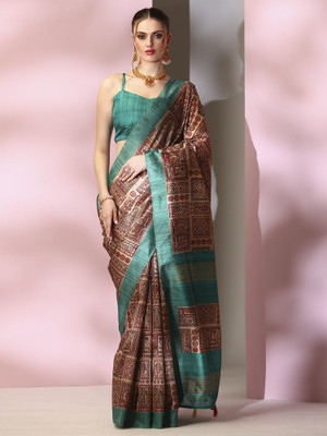 Sareemall Printed Daily Wear Silk Blend Saree(Beige)