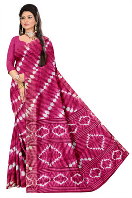 Bandhanivilla Printed Bollywood Cotton Blend, Silk Blend Saree(Pink)