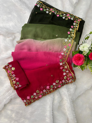 Sitanjali Lifestyle Solid/Plain Bollywood Georgette Saree(Multicolor)