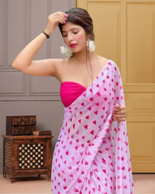 Jayu Self Design Daily Wear Georgette Saree(White)