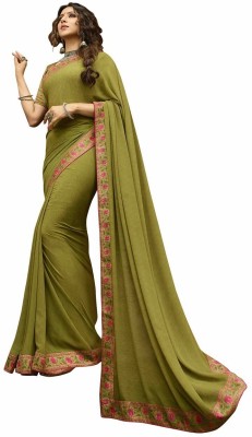 ROOP SUNDARI SAREES Printed, Floral Print Bollywood Georgette, Chiffon Saree(Multicolor, Green)