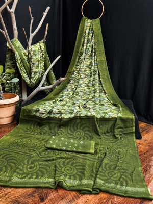 Flute Fashion Printed Daily Wear Georgette Saree(Green)