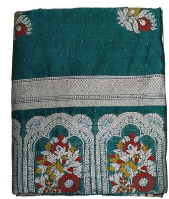 Fashionlu Printed Bandhani Cotton Silk Saree(Green)