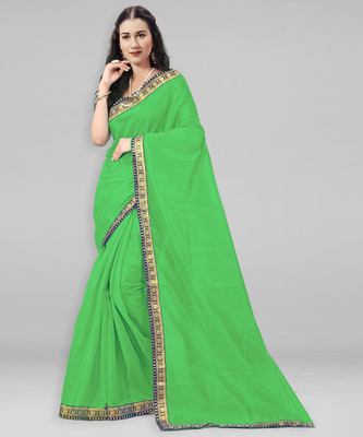 Divastri Solid/Plain Bollywood Cotton Silk Saree(Light Green)