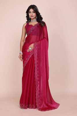 JS Clothing Mart Woven, Embellished, Self Design Kanjivaram Jimmy choo Saree(Red)