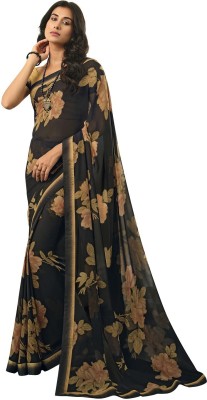 ROOP SUNDARI SAREES Printed Bollywood Georgette, Chiffon Saree(Black)