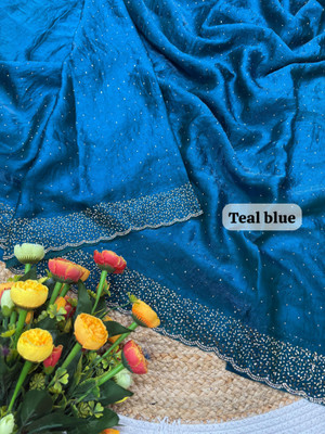 STITCH N SOLUS Embellished Bollywood Georgette Saree(Blue)