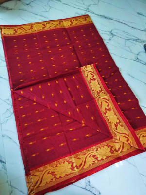 Raktim taant saree Self Design Tant Pure Cotton Saree(Red)