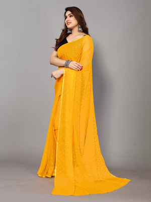 mamtasaree Woven Daily Wear Net, Chiffon Saree(Gold)