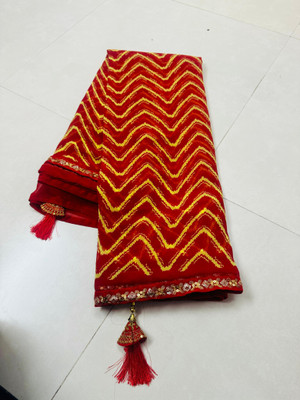 charmie designer Printed Bandhani Georgette Saree(Pack of 2, Multicolor)