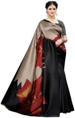 Saadhvi Digital Print Banarasi Georgette Saree(Black)