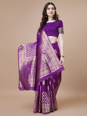 kalhari Woven Banarasi Silk Blend Saree(Purple)