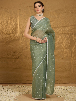 Tasrika Embellished Bollywood Chiffon Saree(Light Green)