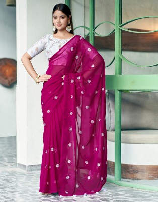 Samah Floral Print Bollywood Chiffon, Georgette Saree(Magenta)