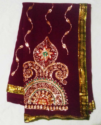AARTI SAREES Embellished Bollywood Chiffon Saree(Maroon)
