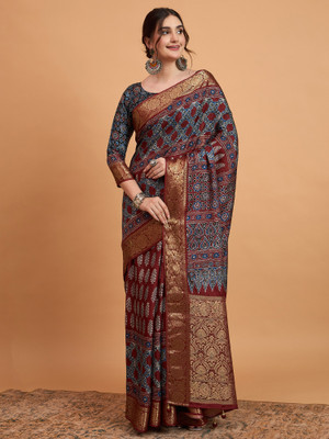 Sareemall Printed Chinnalapattu Viscose Rayon Saree(Maroon)