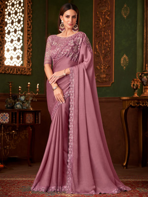 Tasrika Embellished Bollywood Chiffon Saree(Purple)