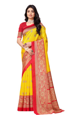 Kanooda Prints Woven Mysore Art Silk Saree(Multicolor)