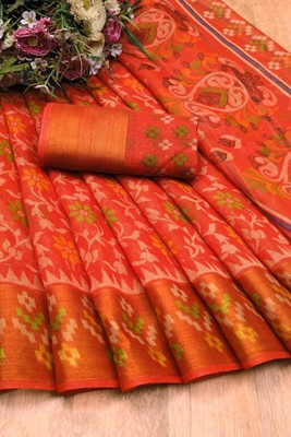 Sunshine Trendz Floral Print Daily Wear Cotton Blend Saree(Multicolor)