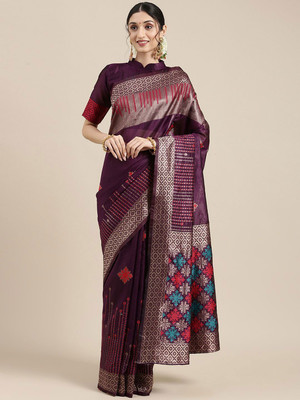 Anouk Rustic Woven Banarasi Silk Blend Saree(Purple)